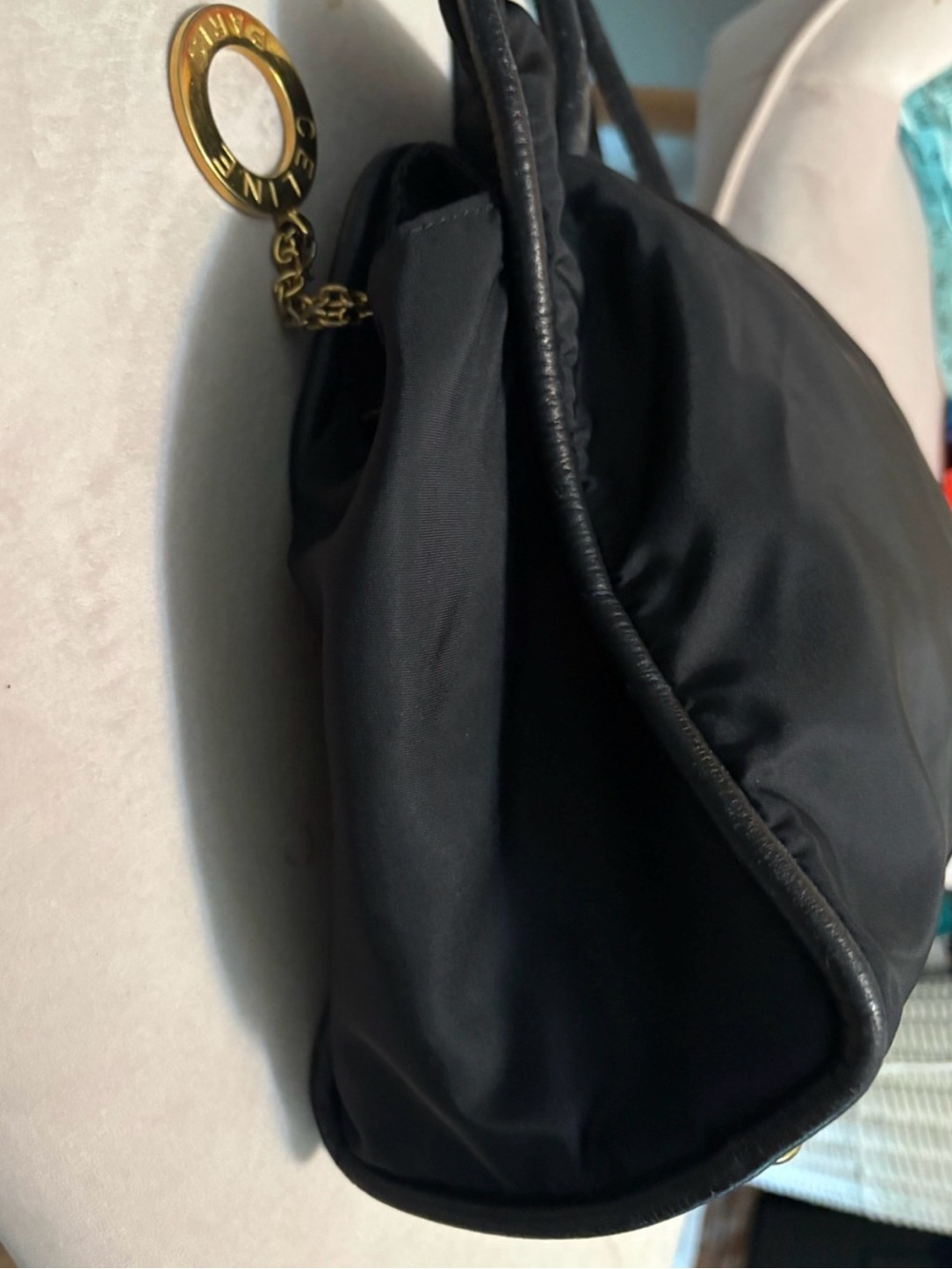 Celine vintage black nylon shoulder bag purse - Picture 7 of 10